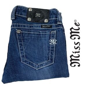 Miss Me Women's Straight Leg Jeans in Dark Blue